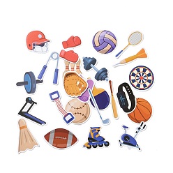 Mixed Color Cartoon Fitness Equipment Paper Stickers Set, Adhesive Label Stickers, for Suitcase & Planner & Refigerator Decor, Sports Theme, Mixed Color, 23~80x12~75x0.3mm