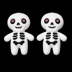 Skeleton Halloween-Silikon-Fokalperlen, Skelett, 29.5x20.5x14.5 mm, Bohrung: 3 mm