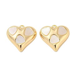 Real 18K Gold Plated Brass Pendants with Shell, Heart, Real 18K Gold Plated, 18x19x4mm, Hole: 1.4mm