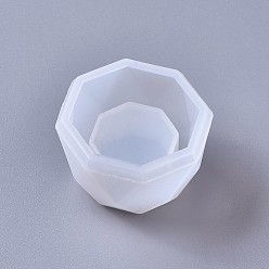White Silicone Molds, Flowerpot Resin Casting Molds, For UV Resin, Epoxy Resin Jewelry Making, Octagon, White, 69x45mm