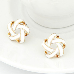 White wl10112532 Fashionable Alloy Oil Drop Wool Ball Sweet Earrings Jewelry