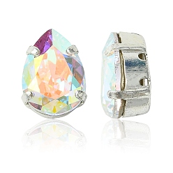 00030 200 Crystal AB Пришивные чашки preciosa® maxima crystal, многожильных ссылки, чешский хрусталь, с настройками латуни, 719 37 414 груша в стиле барокко, серебряные, 00030 200 кристалл аб, 14x10 мм