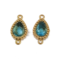 Темный Голубой Ионное покрытие (ip) 304 подвески-подвески из нержавеющей стали с кубическим цирконием в форме капли, реальный 18 k позолоченный, темные голубые, 12.5x6.5x2.5 мм, отверстие : 0.8 мм