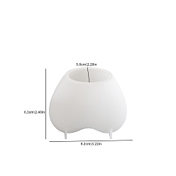 Белый Силиконовые формы сердца, формы для подсвечников, формы для литья гипсовой смолы, белые, 8.2x6.3 см