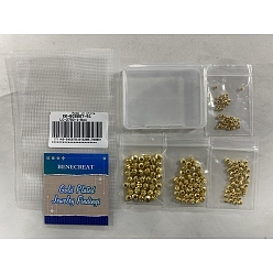 Real 18K Gold Plated 160Pcs 4 Style Corrugated Beads, Long-plating, Round, Real 18K Gold Plated, 40pcs/style