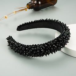 black Colorful Crystal Beaded Headband for Women, Fashionable and Stylish Hair Accessories