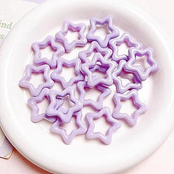 Lilac Spray Painted Acrylic Linking Ring, Star Connector, Lilac, 27x27mm, Inner Diameter: 15x15mm