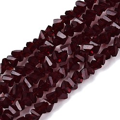 Темно-Красный Прозрачные стеклянные бусины, треугольные, граненые, темно-красный, 2~2.5x3.5~4x3.5~4 мм, отверстие : 0.8 мм, около 126~132 шт / нитка, 13.78~14.96'' (35~38 см)