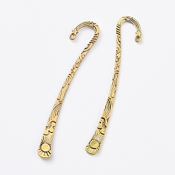 Antique Golden Tibetan Style Alloy Bookmarks, Lead Free, Nickel Free and Cadmium Free, Antique Golden, about 2.3cm wide, 12.4cm long, hole: 2mm