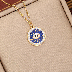 4# royal blue Jewelry personality dripping eye pendant temperament stainless steel collarbone chain necklace N1090