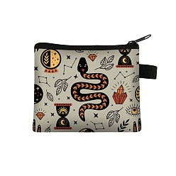 Snake Rectangle Printed Polyester Wallet Zipper Purse, for Kechain, Card Storage, Snake, 11x13.5cm