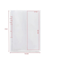 Clear 25 Sheets 2 Grids Plastic Album 6-Ring Binder Refill Pages, Rectangle, Clear, 210x153mm