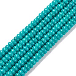 Turquoise Natural Magnesite Beads Strands, Dyed, Rondelle, 10x5mm, Hole: 1mm, about 68pcs/strand, 15.7 inch(40cm)