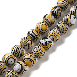 Goldenrod Synthetic Malachite Dyed Beads Strands, Round, Goldenrod, 8mm, Hole: 1.2mm, about 47~48pcs/strand, 14.96''~15.16''(38~38.5cm)
