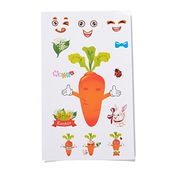 Carrot Easter Theme Paper Gift Tag Self-Adhesive Stickers, for Gift Packaging and Party Decoration, Radish Pattern, 18x11x0.02cm