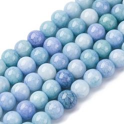 Light Sky Blue Ombre Effect Dyed Glass Beads Strands, Imitation Jade, Rondelle, Light Sky Blue, 8.5mm, Hole: 1.2mm, about 50~52pcs/strand, 14.33~15.31''(36.4~38.9cm)