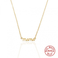 golden Chic and Versatile S925 Sterling Silver Mama Necklace for Mother's Day Gift