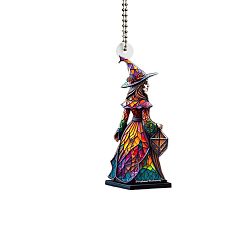 Witch Colorful Acrylic Pendant Decorations, for Interior Car Mirror Hanging Decorations, Witch, 90mm