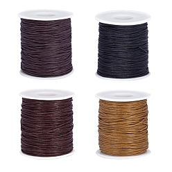 Mixed Color Eco-Friendly Waxed Cotton Thread Cords, Mixed Color, 1mm, about 100yards/roll, 4colors, 1roll/color, 4rolls/set