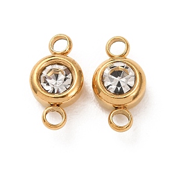 Кристалл 304 стразы и соединители из нержавеющей стали, плоско-круглые, золотые, ионное покрытие (ip), кристалл, 12x6.5x4 мм, отверстие : 2 мм