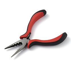 Red Carbon Steel Jewelry Pliers, Bent Nose Pliers, for DIY Jewelry Making Crafting Repair Beading Tool, Red, 13.7x9.5x1.8cm
