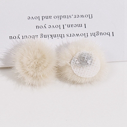 Floral White Faux Mink Fur Pompoms, Plush Ball, DIY Ornament Accessories for Shoes Hats Clothes, Floral White, 30mm