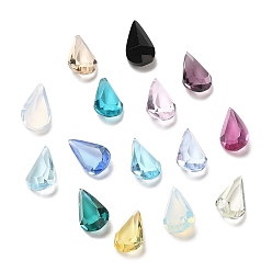 Mixed Color Glass Rhinestone Cabochons, Teardrop, Faceted, Mixed Color, 10x7x4~4.5mm