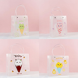 Ice Cream Transparent Rectangle PVC Plastic Bags, with Handle, for Shopping, Crafts, Gifts, Ice Cream Pattern, 20.5x16x9cm