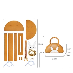 Goldenrod DIY Rabbit Bag Making Kit, Including Cowhide Bag Accessories, Goldenrod, 27x25x7cm