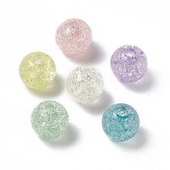 Random Color Transparent Crackle Acrylic Bead, Round, Random Color, 14x12.5mm, Hole: 3.7mm, 375pcs/500g