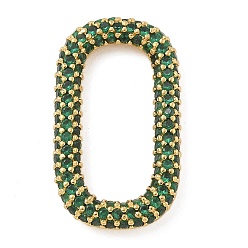 Зеленый Стойка покрытие латунь микропаве кубический цирконий овальные соединительные кольца, долговечный, без свинца и без кадмия, реальный 18 k позолоченный, зелёные, 25x14.5x3 мм, внутренний диаметр: 19x8.5 мм