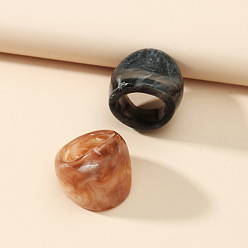 (52) Непрозрачная лаванда Наборы колец из акрила в стиле ретро с неровной текстурой для женщин, разноцветные