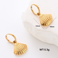 Золотой Серьги-кольца в форме ракушки из нержавеющей стали, золотые, 12x16 мм