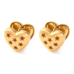 Красный Вакуумное покрытие pvd 304 серьги-кольца из нержавеющей стали с прозрачным кубическим цирконием для женщин, Сердце звездочкой, золотые, красные, 13x16x14 мм