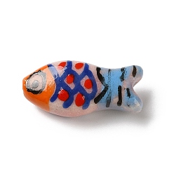 Небесно-голубой Фарфоровые бусины ручной работы, рыба, пастельный фарфор, голубой, 10x21x6.5 мм, отверстие : 1.4 мм