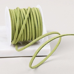 Желто-Зеленый Плоский замшевый шнур 4.5м., двойное кружево из искусственной замши, желто-зеленый, 3 мм, около 4.92 ярдов (4.5 м) / рулон