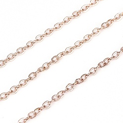 Rose Gold 304 Stainless Steel Cable Chains, Soldered, with Spool, Flat Oval, Rose Gold, 2.5x1.5x0.2mm, about 32.8 Feet(10m)/roll