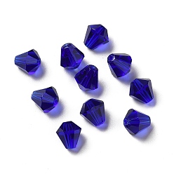 Dark Blue Glass Imitation Austrian Crystal Beads, Faceted, Diamond, Dark Blue, 8x7.5mm, Hole: 0.9mm