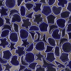 Midnight Blue Porcelain Mosaic Tiles, Irregular Shape Mosaic Tiles, for DIY Mosaic Art Crafts, Picture Frames, Mixed Shapes, Midnight Blue, 10x5mm, 170pcs/bag