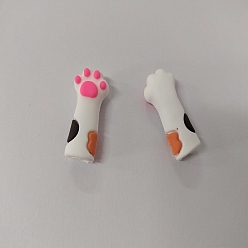 Blanco Linda funda protectora para cutículas con estampado de pata de gato de silicona para decoración de uñas, para tijeras y pinzas, blanco, 3.4x1.7 cm