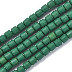 Verde Oscuro Polímeros hechos a mano hebras de perlas de arcilla, columna, verde oscuro, 6.5x6 mm, agujero: 1.2 mm, sobre 61 unidades / cadena, 15.75 pulgada (40 cm)