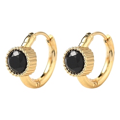 Черный 304 плоские круглые серьги-кольца из нержавеющей стали, ионное покрытие (ip), золотые, чёрные, 16.5x19.5x8 мм