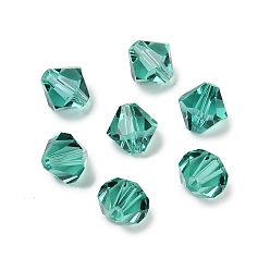Средний Бирюзовый Прозрачные имитация австрийского хрусталя k9 стеклянные бусины, граненые, двухконусные, средне бирюзовый, 10x10 мм, отверстие : 1 мм