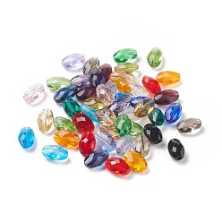 Mixed Color Imitation Austrian Crystal Beads, Grade AAA, Faceted, Oval, Mixed Color, 13x10x7mm, Hole: 0.9~1mm