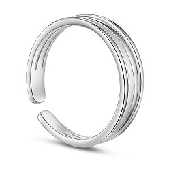Silver SHEGRACE 925 Sterling Silver Cuff Tail Ring, with Three Bands4, Silver, US Size 4 1/4(15mm)