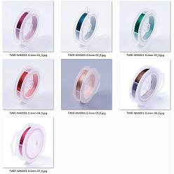 Mixed Color Round Copper Wire for Jewelry Making, with Spool, Mixed Color, 0.3mm, about 328.08 Feet(100m)/roll, 7 Colors, 1roll/color, 7 rolls/set