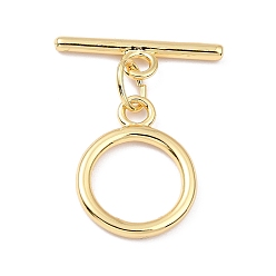 Real 18K Gold Plated Rack Plating Brass Toggle Clasps, Cadmium Free & Lead Free, Long-Lasting Plated, Ring, Real 18K Gold Plated, Ring: 19.5x15.5x2mm, Hole: 2.5mm, Bar: 22x6x2mm, Hole: 2.5mm