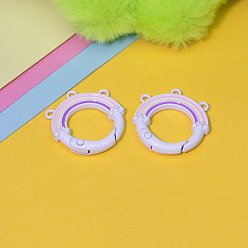 Thistle 3-Hole Alloy Enamel Spring Gate Clasps, Rainbow, DIY Mobile Phone Pendant Accessories, Thistle, 27x25.8mm