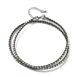 Бирюза Изготовление плетеных ожерелий из полиэфирного шнура, с латунной фурнитурой , нержавеющая сталь застежками, долговечный, платина, бирюзовые, 18-3/4 дюйм (47.5 см)