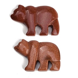 Goldstone Synthetic Goldstone Carved Pendants, Zuni Bear Charms, 30~32.5x46~47x6~8mm, Hole: 1mm